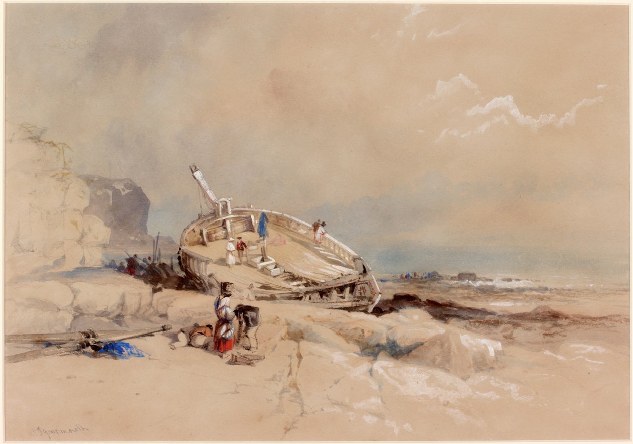 At Tynemouth (kroppsfarge, blyant og wc på papir) av Thomas Miles Richardson