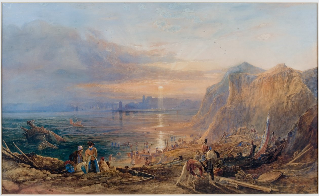 Oppbryting av et vrak ved Tynemouth (akvarell) av Thomas Miles Richardson