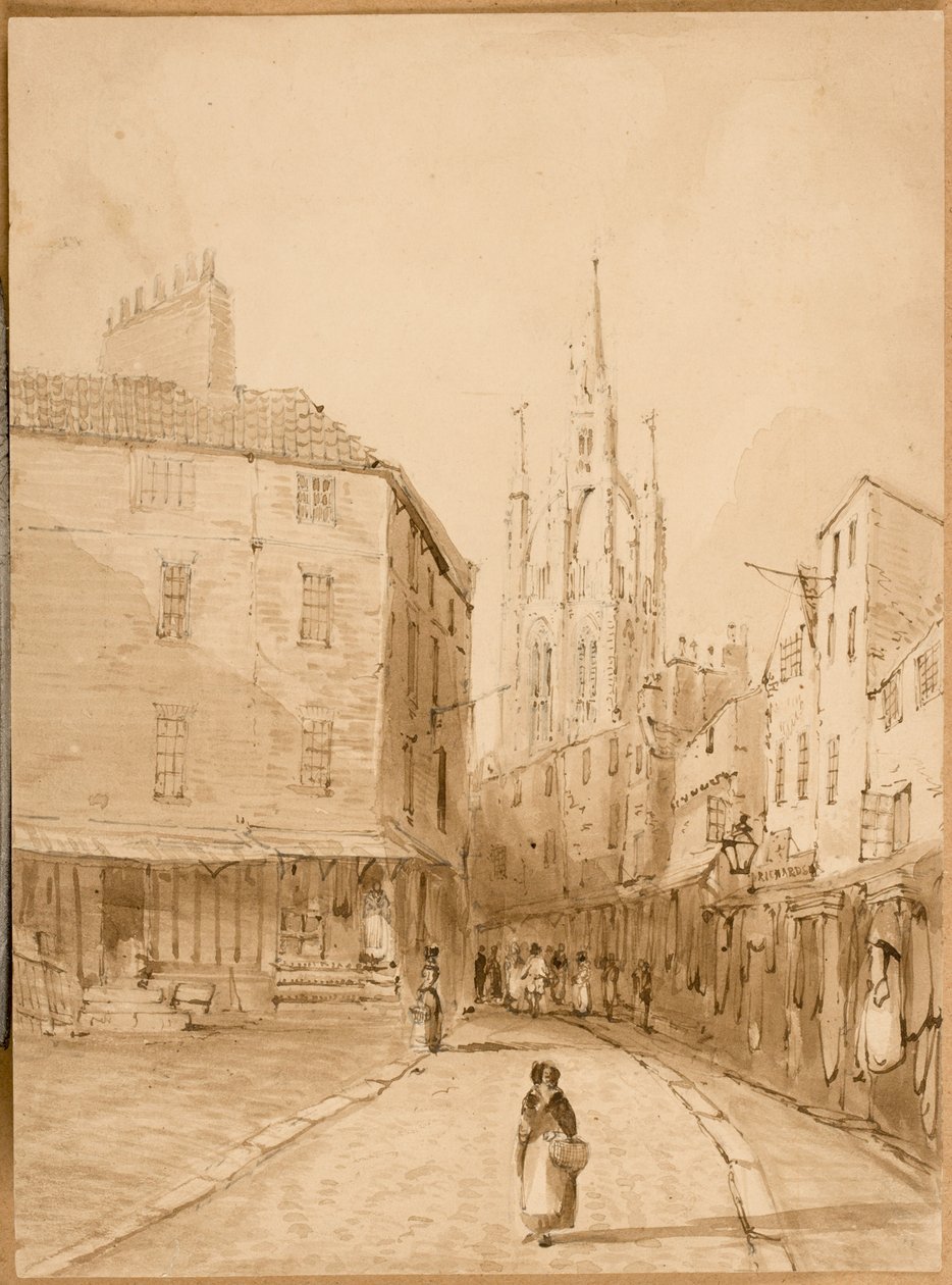 Castle Garth, Newcastle upon Tyne (blekk og blyant på papir) av Thomas Miles Richardson