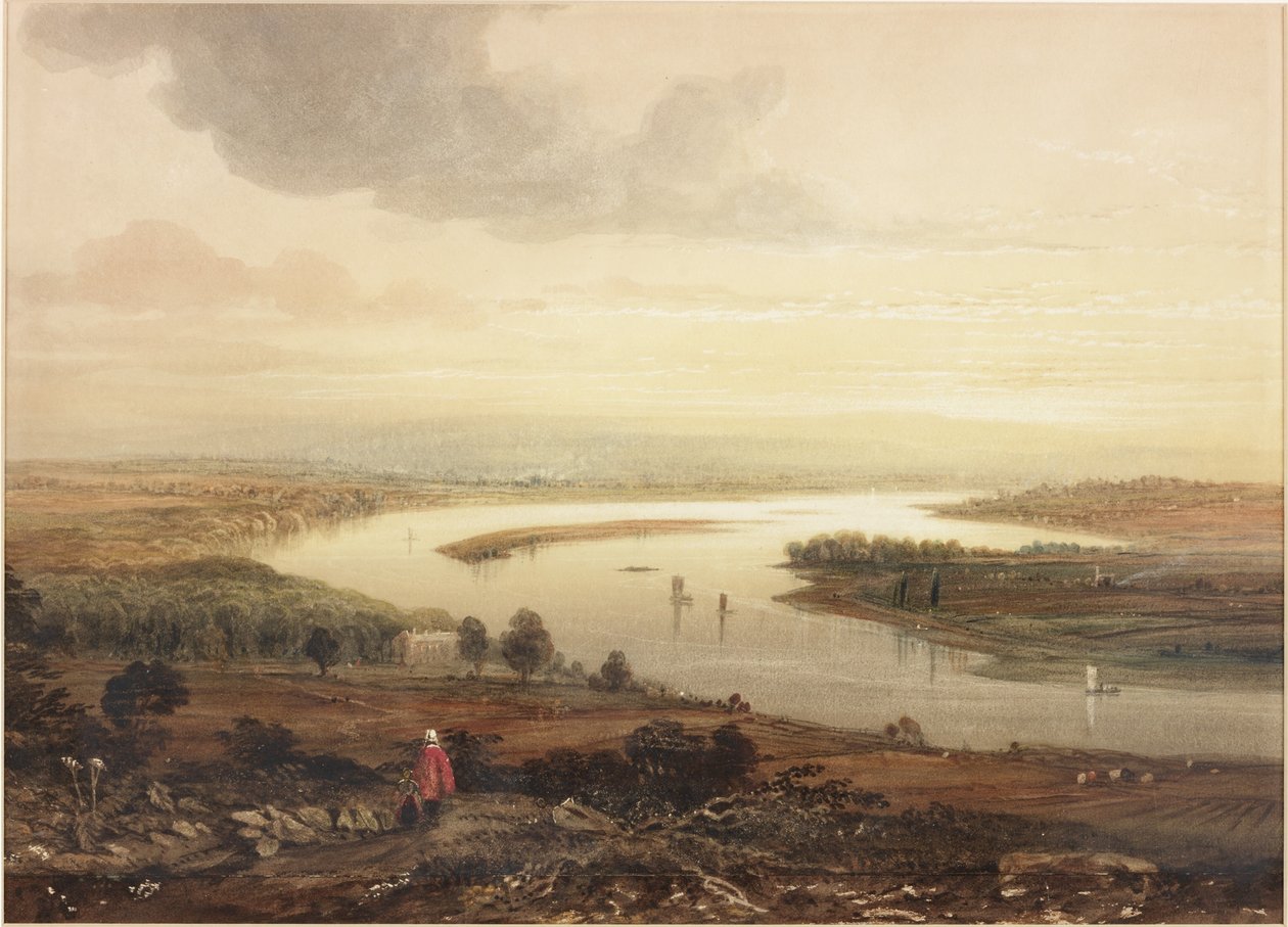 Newcastle upon Tyne og elven Tyne fra Gateshead (akvarell) av Thomas Miles Richardson