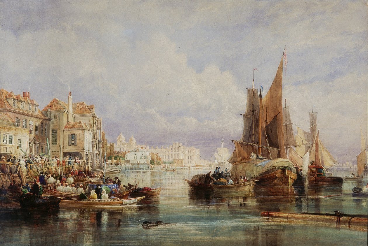 Scene ved Greenwich, ved Themsen om morgenen lørdag, den 10. august, dagen da Hans Allernådigste Majestet George den Fjerde tok fatt til Skottland av Thomas Miles Richardson