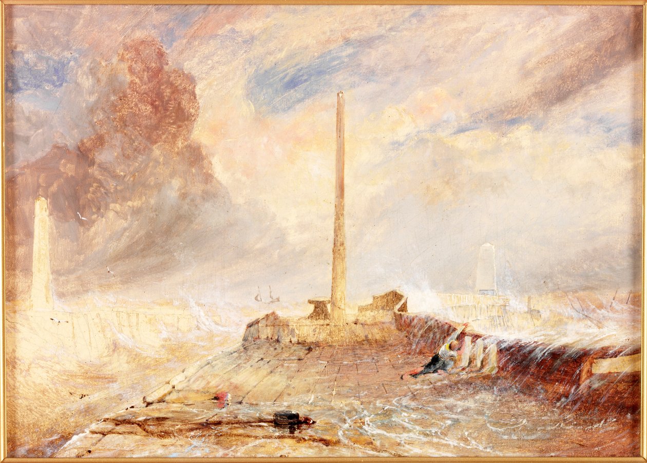 Sunderland Piers in a Storm av Thomas Miles Richardson