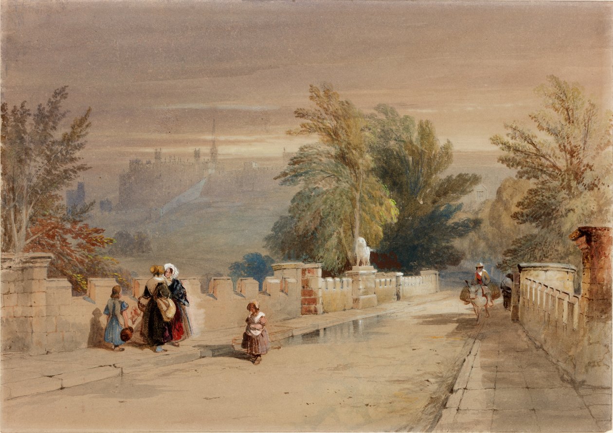 The Lion Bridge, Alnwick (kroppsfarge) av Thomas Miles Richardson