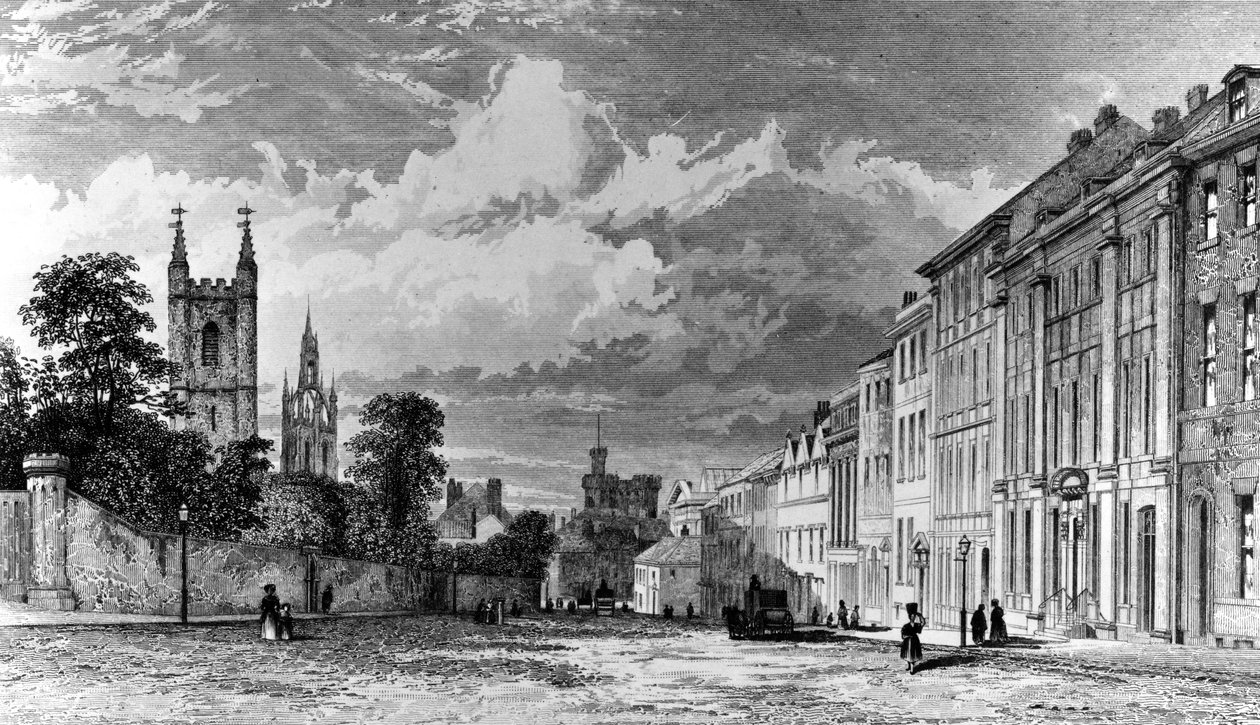 Westgate Street, Newcastle-upon-Tyne, gravert av William Collard, 1842 av Thomas Miles Richardson