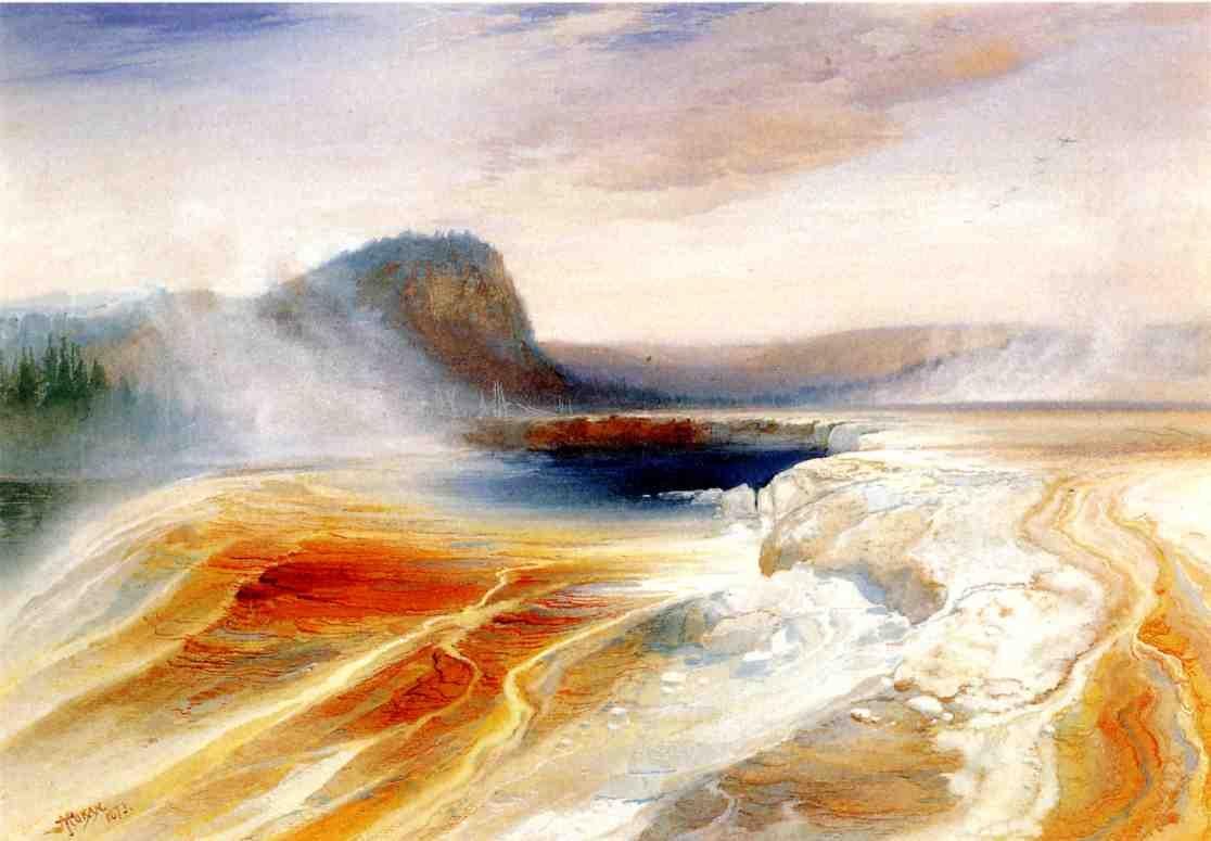 Nedre Geyser -bassenget av Thomas Moran