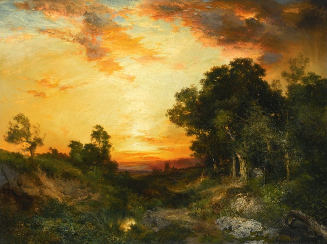 Solnedgang, Amagansett av Thomas Moran