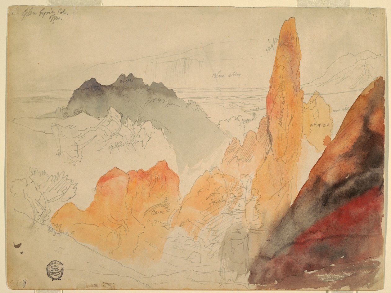 Tegning, Glen Eyrie, Colorado, 1892 av Thomas Moran