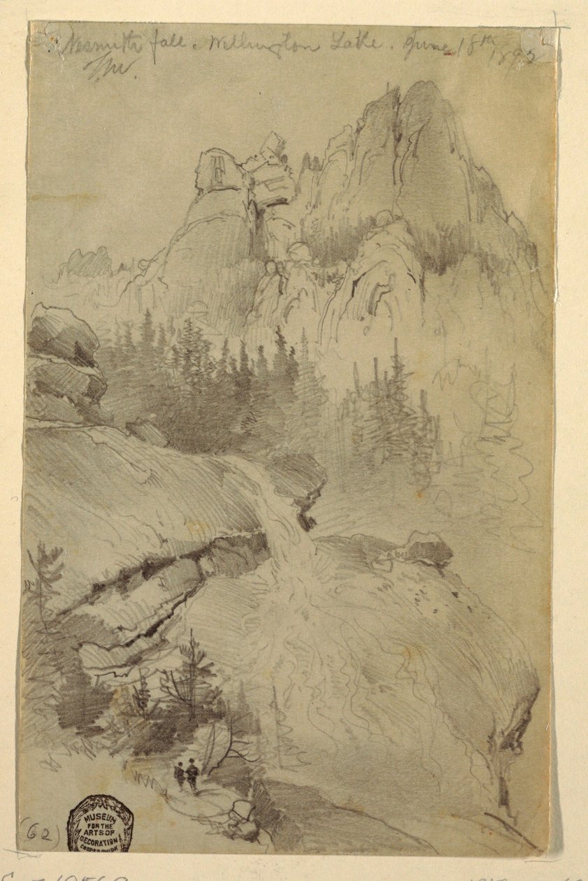 Tegning, Nesmith Fall, Lake Wellington, Colorado, 18. juni 1892 av Thomas Moran