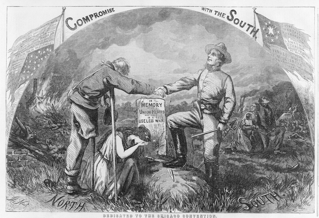 Kompromiss med sør - dedikert til Chicago-konvensjonen, 1864 (tregravering) av Thomas Nast