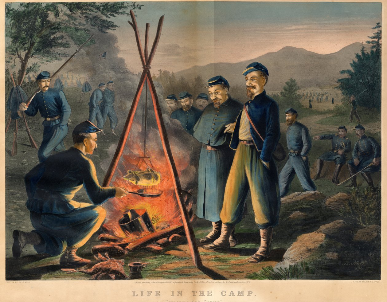 Life in the Camp, utgitt av Currier und Ives, 1863 av Thomas Nast