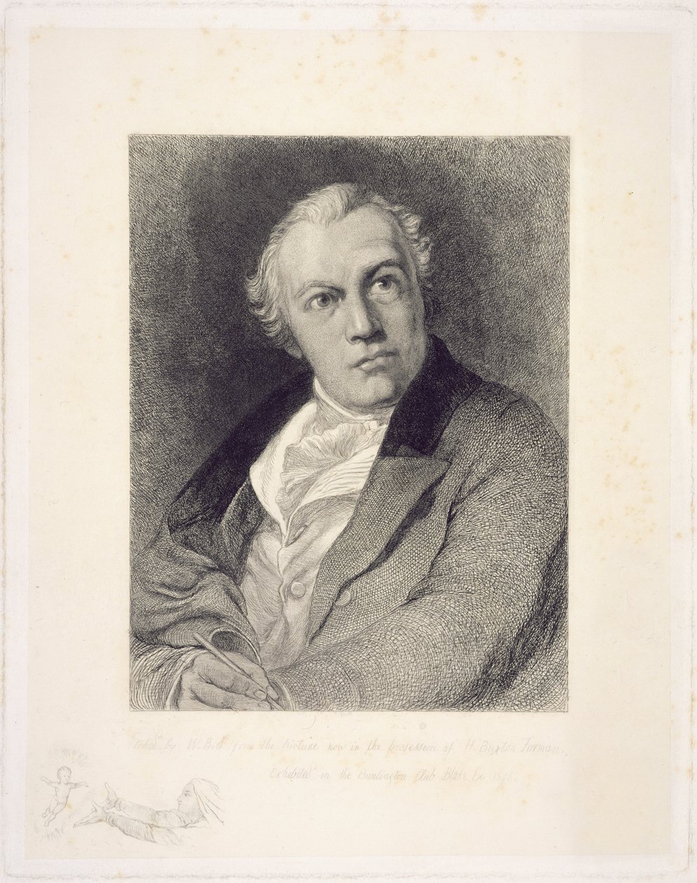 Portrett av William Blake, gravert av William Bell Scott (1811-90) (linjegravering) av Thomas Phillips