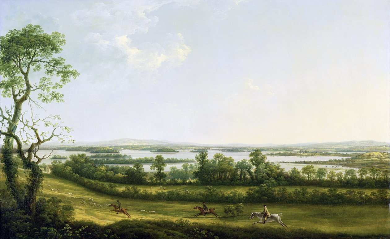 Lough Erne fra Knock Ninney, med Bellisle i det fjerne, County Fermanagh, Irland, 1771 av Thomas Roberts