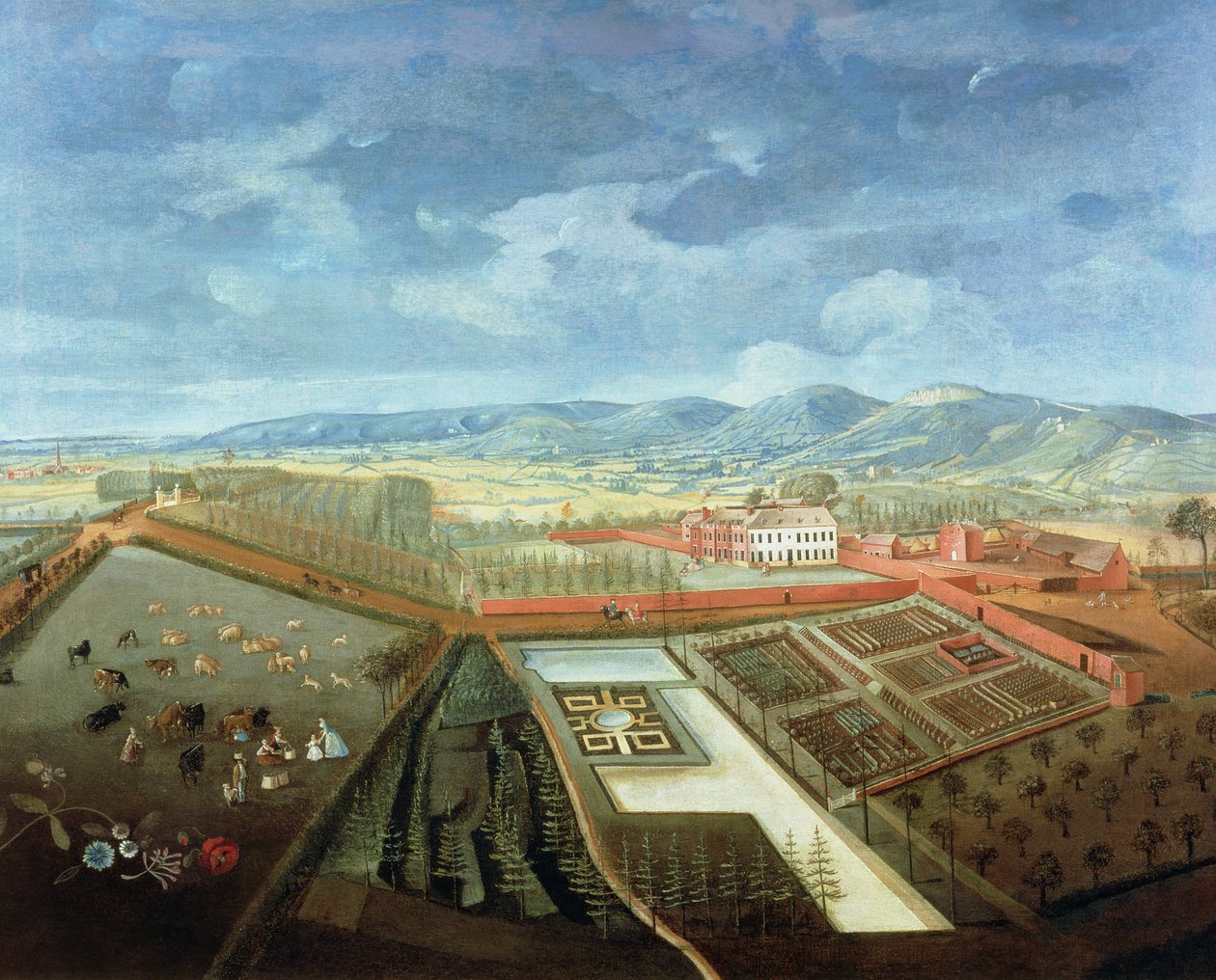 Panoramautsikt over Charlton Park, ca. 1745 (se 18173 for detaljer) av Thomas Robins