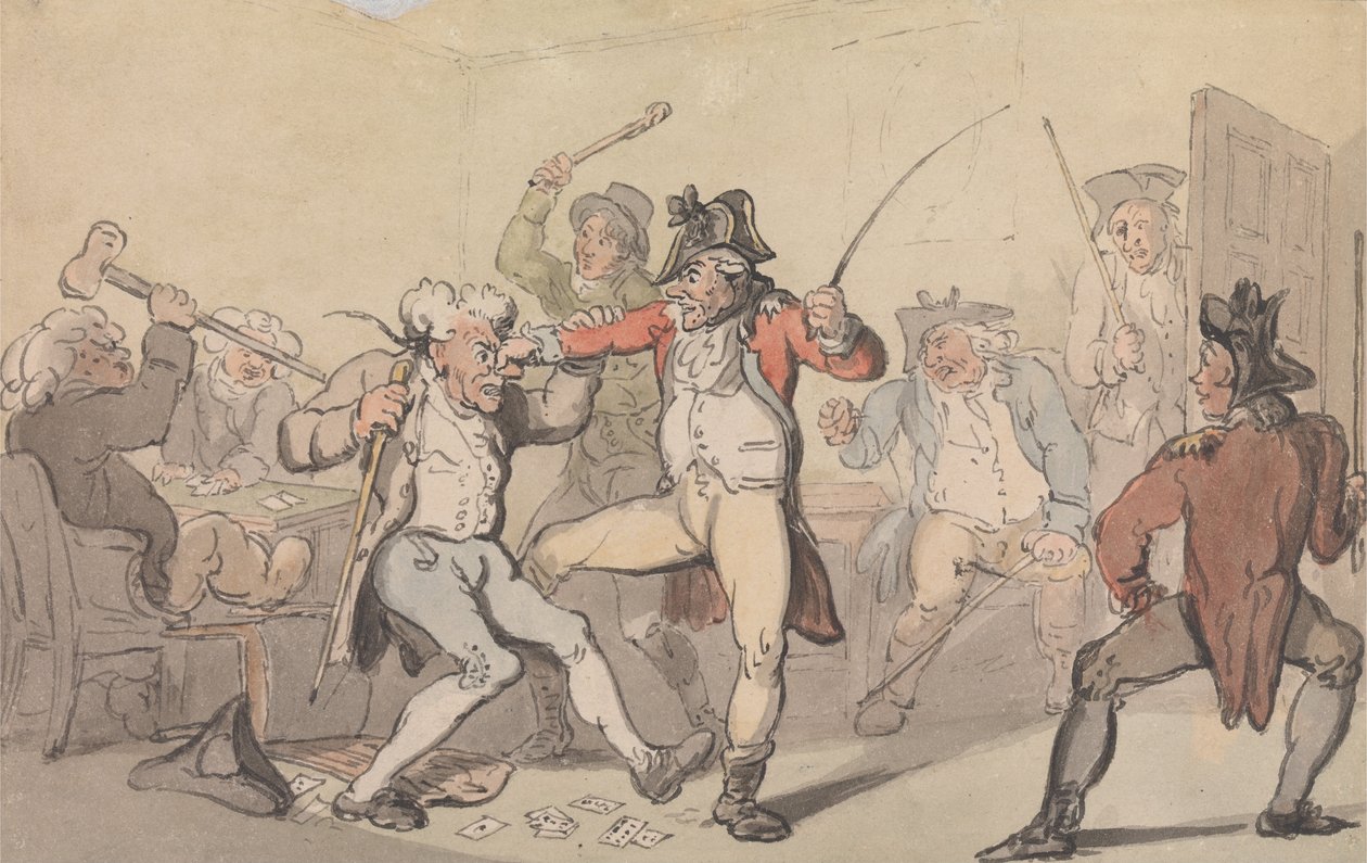 Et svart ben oppdaget utskillende kort av Thomas Rowlandson