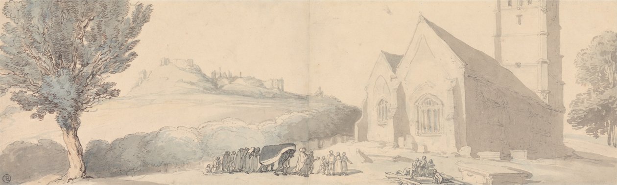 En begravelse på Carisbrooke, Isle of Wight av Thomas Rowlandson