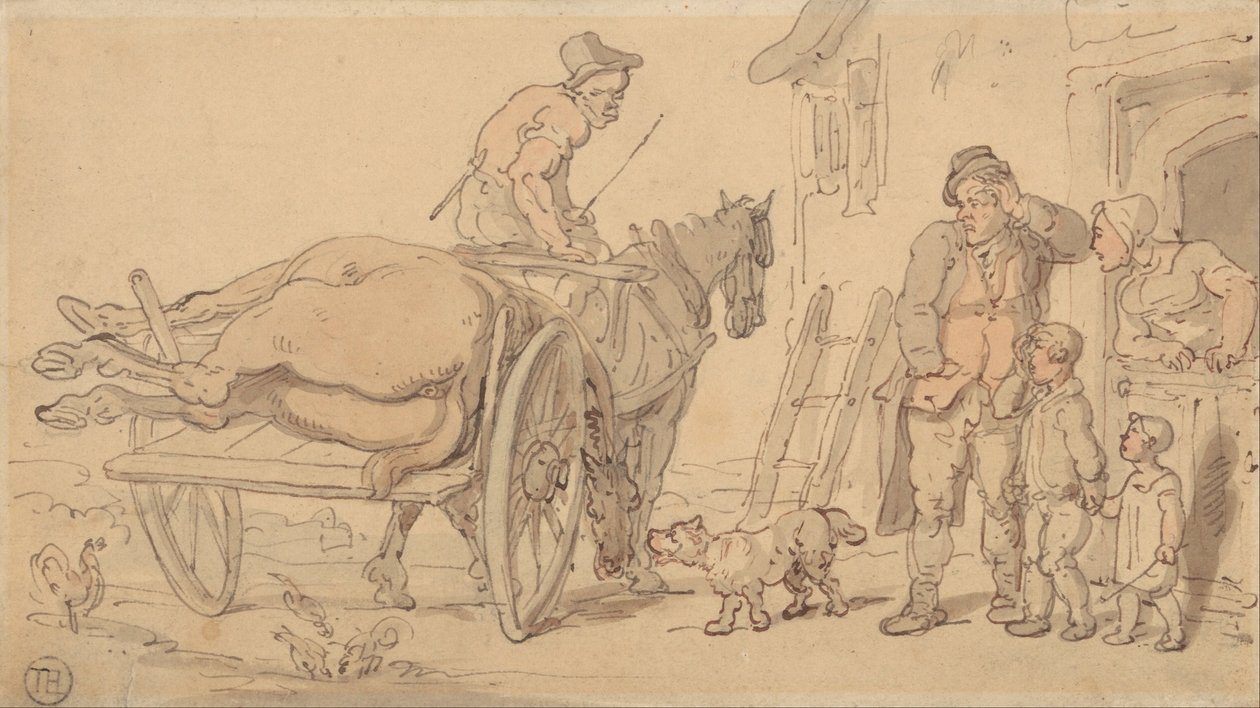 En død hest på en Knackers -vogn av Thomas Rowlandson