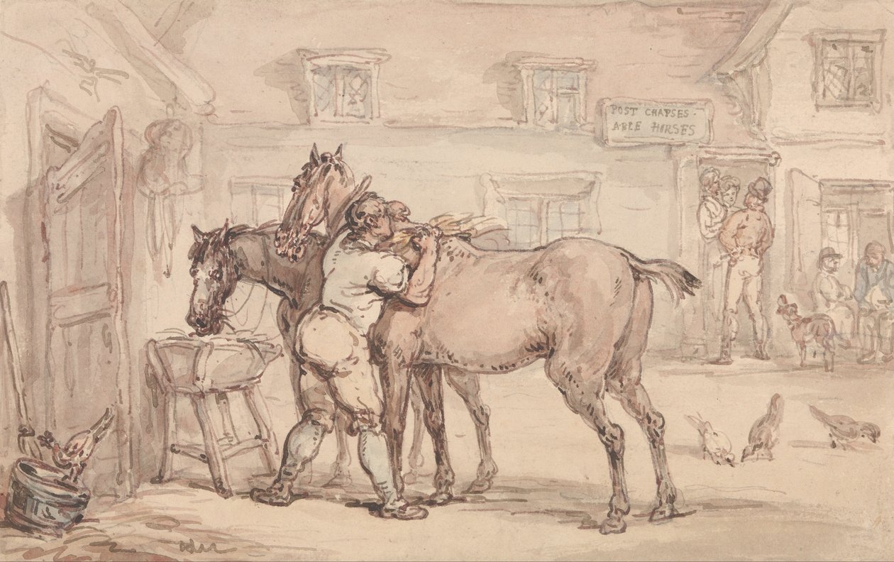 En livery stabil av Thomas Rowlandson