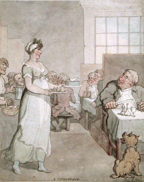 En Penny Slap Bang Shop (penn og blekk og wc på papir) av Thomas Rowlandson