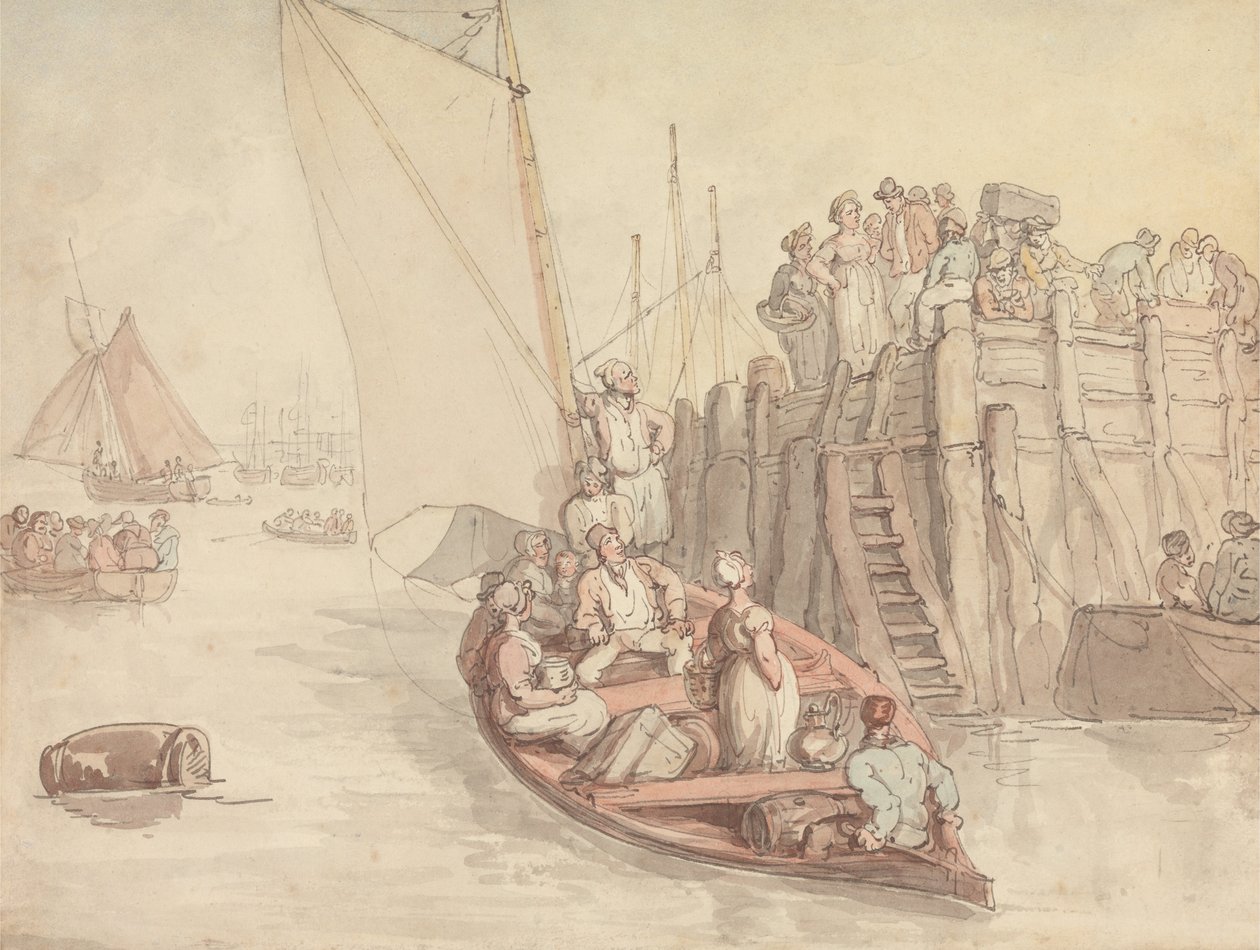 En brygge i Amsterdam (versjon A) av Thomas Rowlandson