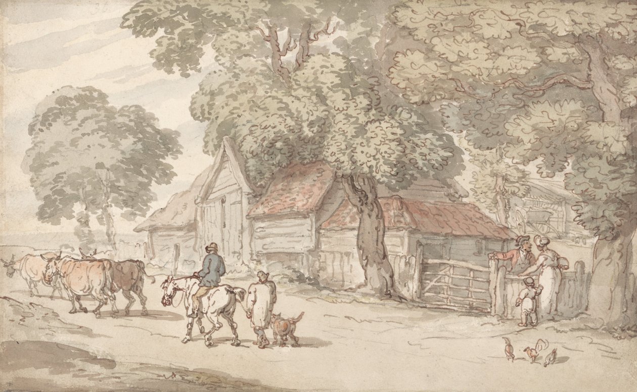 En vei ved en gård av Thomas Rowlandson