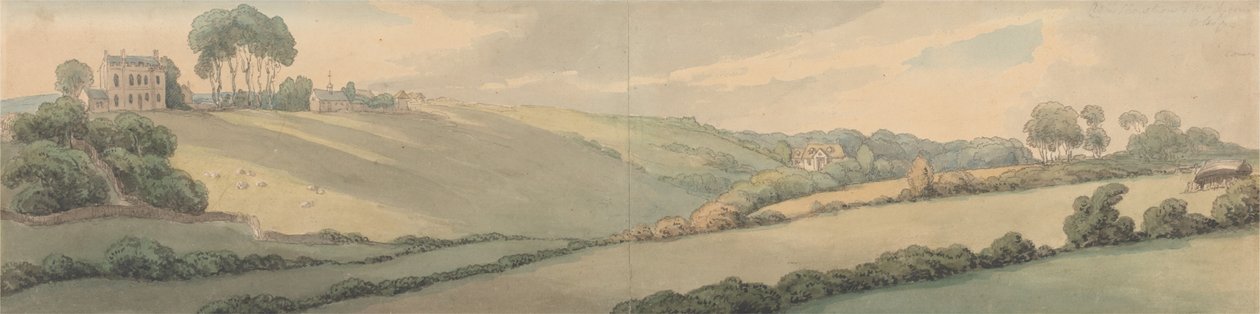 Admiral Christians og Mr. Lysons Cottages, Cowes av Thomas Rowlandson