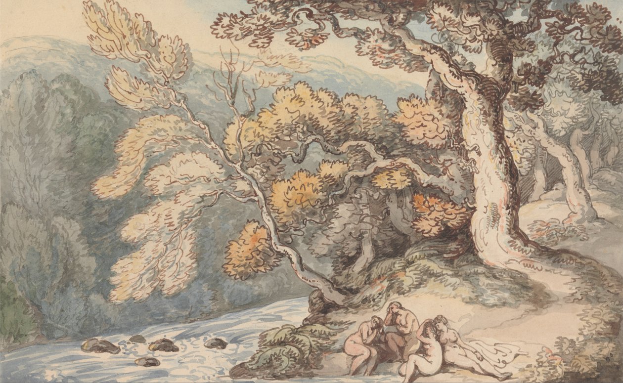 Badende i et landskap av Thomas Rowlandson