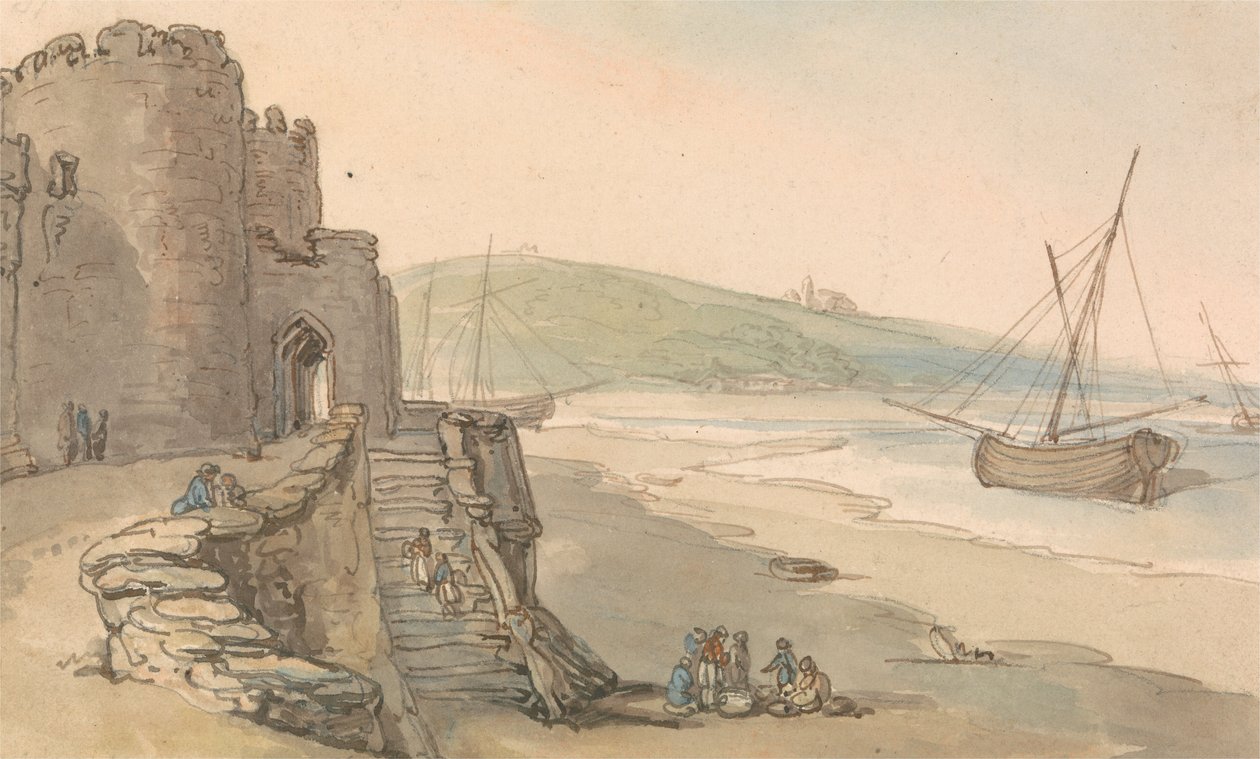 Caernarvon slott, inngang til et tårn av Thomas Rowlandson