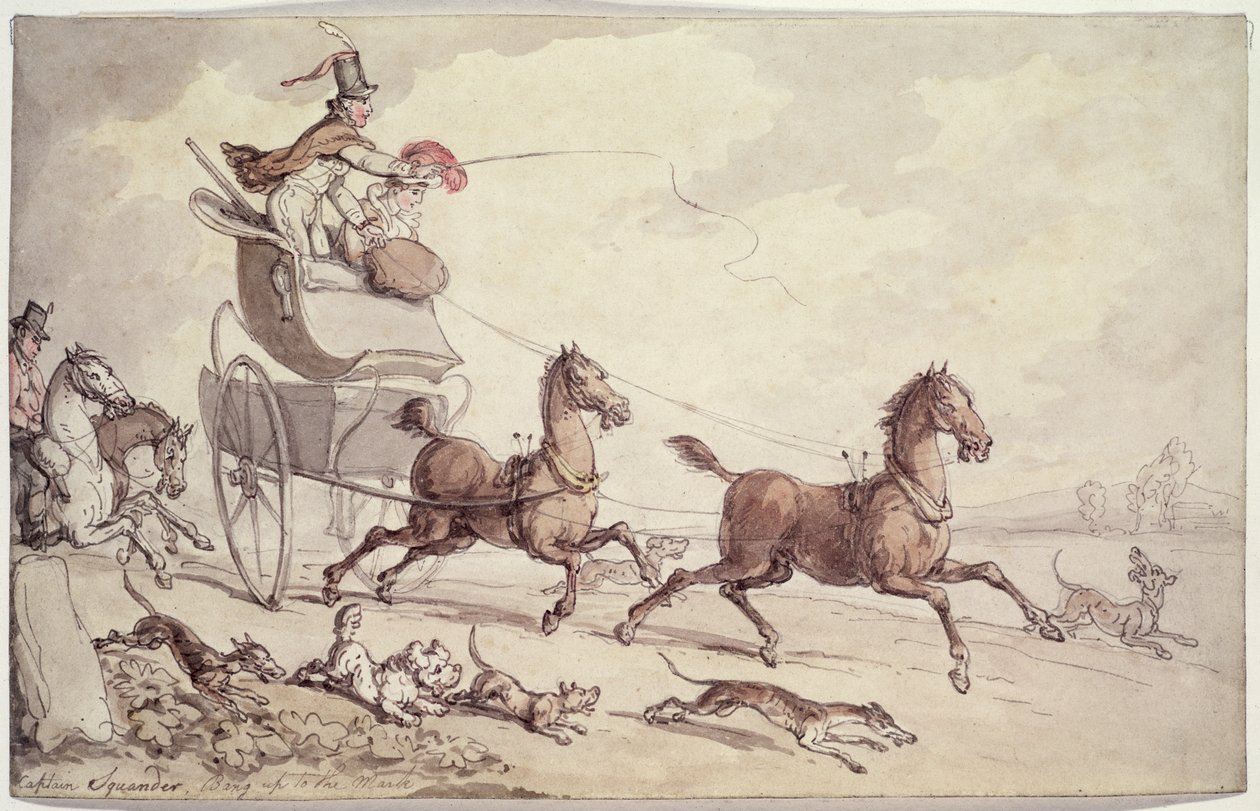 Captain Squander, Bang up to the Mark (penn, wc og blyant på papir) av Thomas Rowlandson