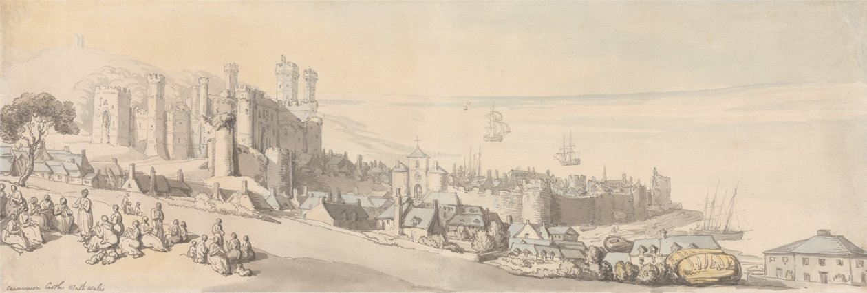 Carnarvon Castle, Nord -Wales av Thomas Rowlandson
