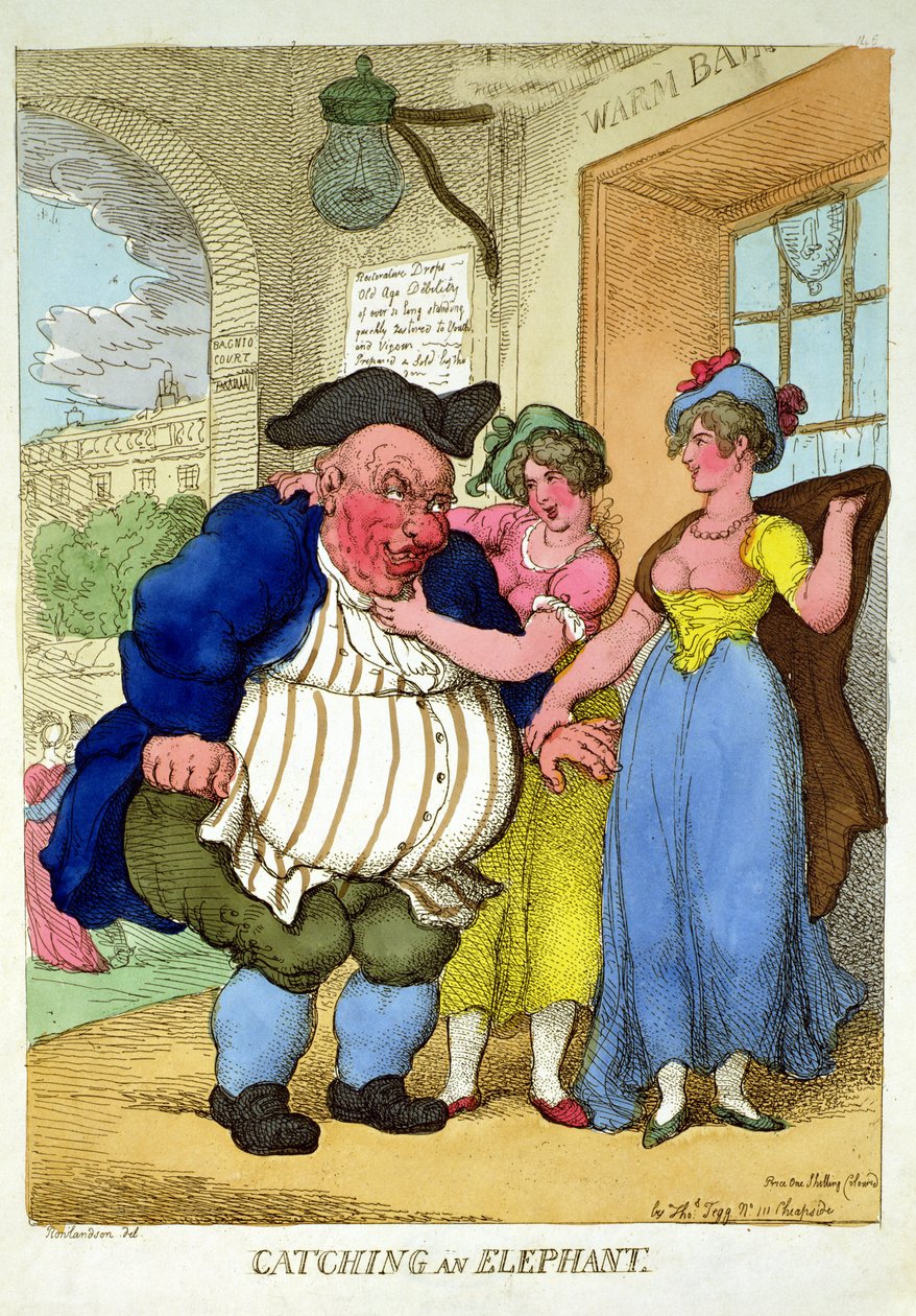 Å fange en elefant, 1812 av Thomas Rowlandson