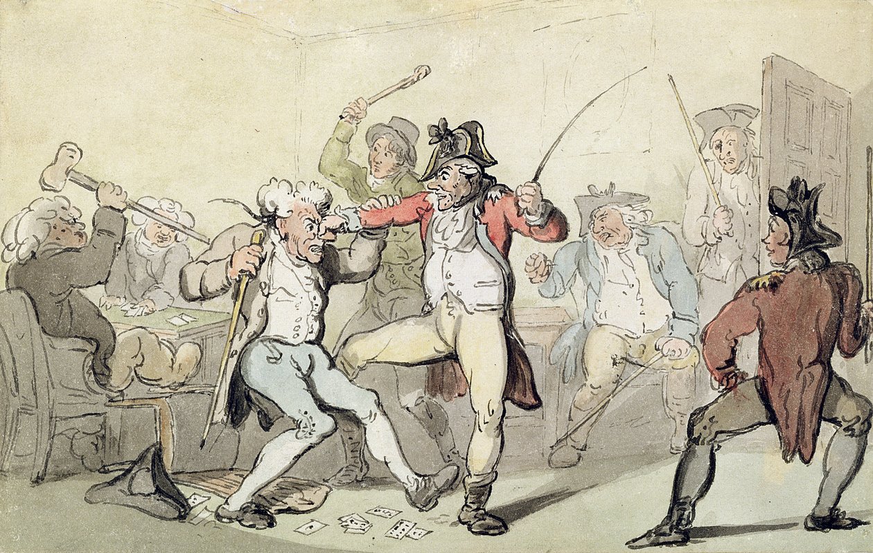 Juks på kort (wc med penn og blekk på papir) av Thomas Rowlandson
