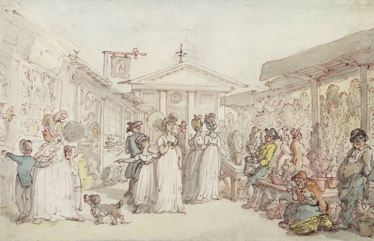 Covent Garden Market, ca. 1795-1810 (penn og blekk, wc og blyant på vevd papir) av Thomas Rowlandson