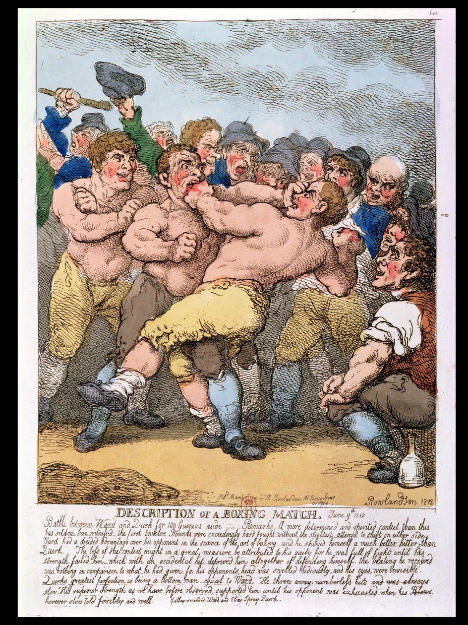 Beskrivelse av en boksekamp, 1812 (fargegravering) av Thomas Rowlandson