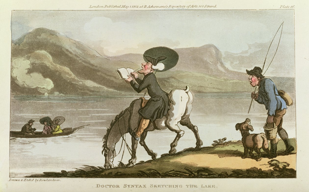 Dr. Syntax skisserer innsjøen av Thomas Rowlandson