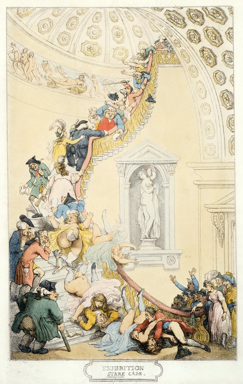 Exhibition Stare Case, ca. 1800 (farget etsning) av Thomas Rowlandson