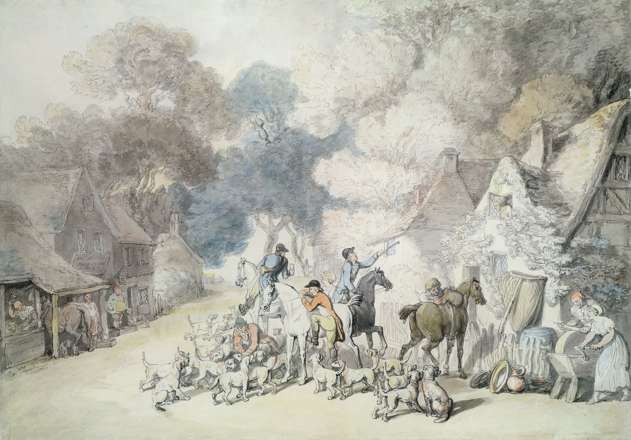 Going Out in the Morning, a Scene in Windsor Forest, ca. 1801 (penn og wc på papir) av Thomas Rowlandson