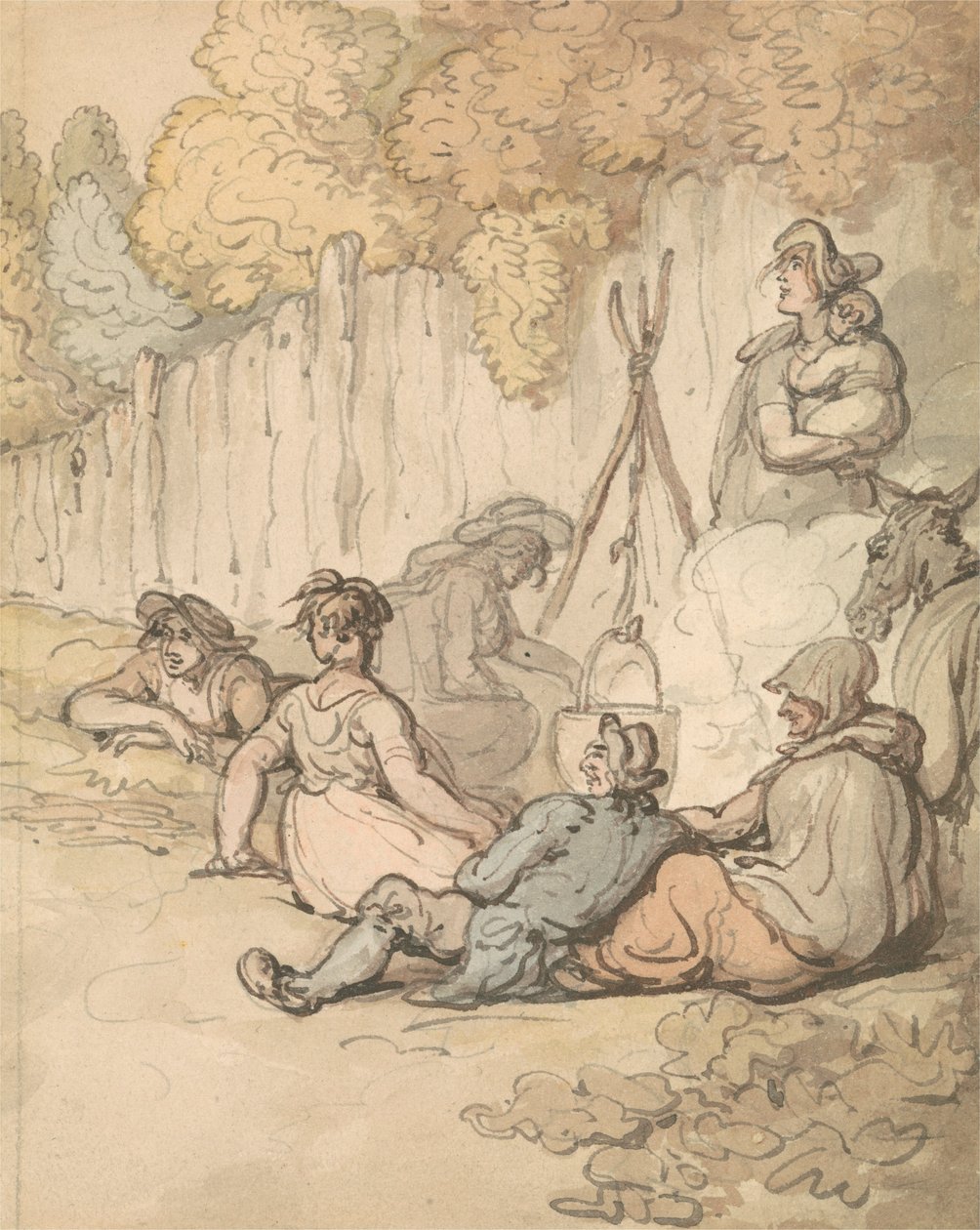 Sigøynere lager mat på åpen ild av Thomas Rowlandson