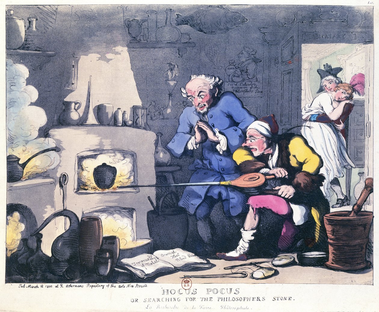 Hocus Pocus or Searching for the Philosophers Stone, utgitt mars 1800 av Thomas Rowlandson