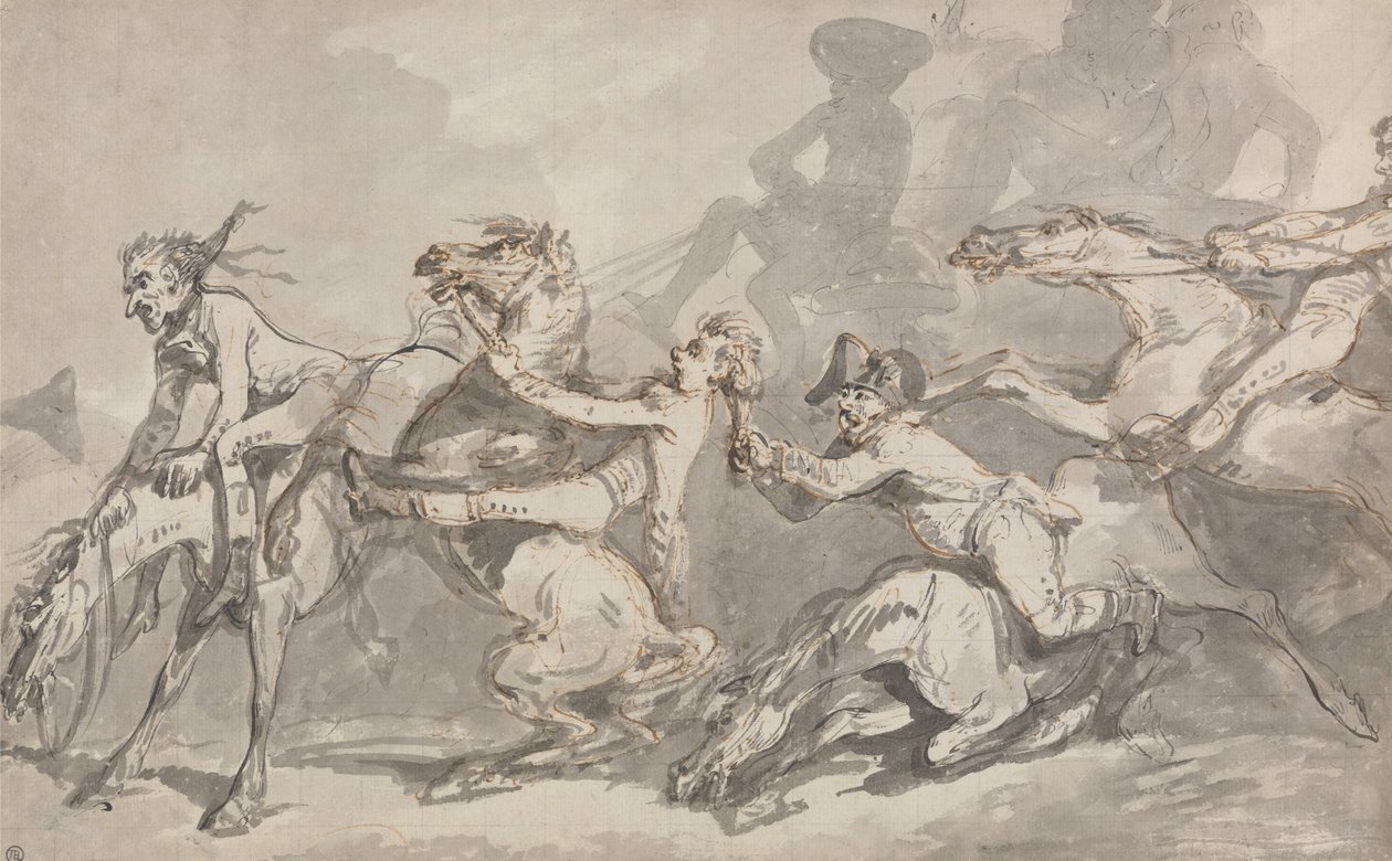 Ryttere kolliderer av Thomas Rowlandson