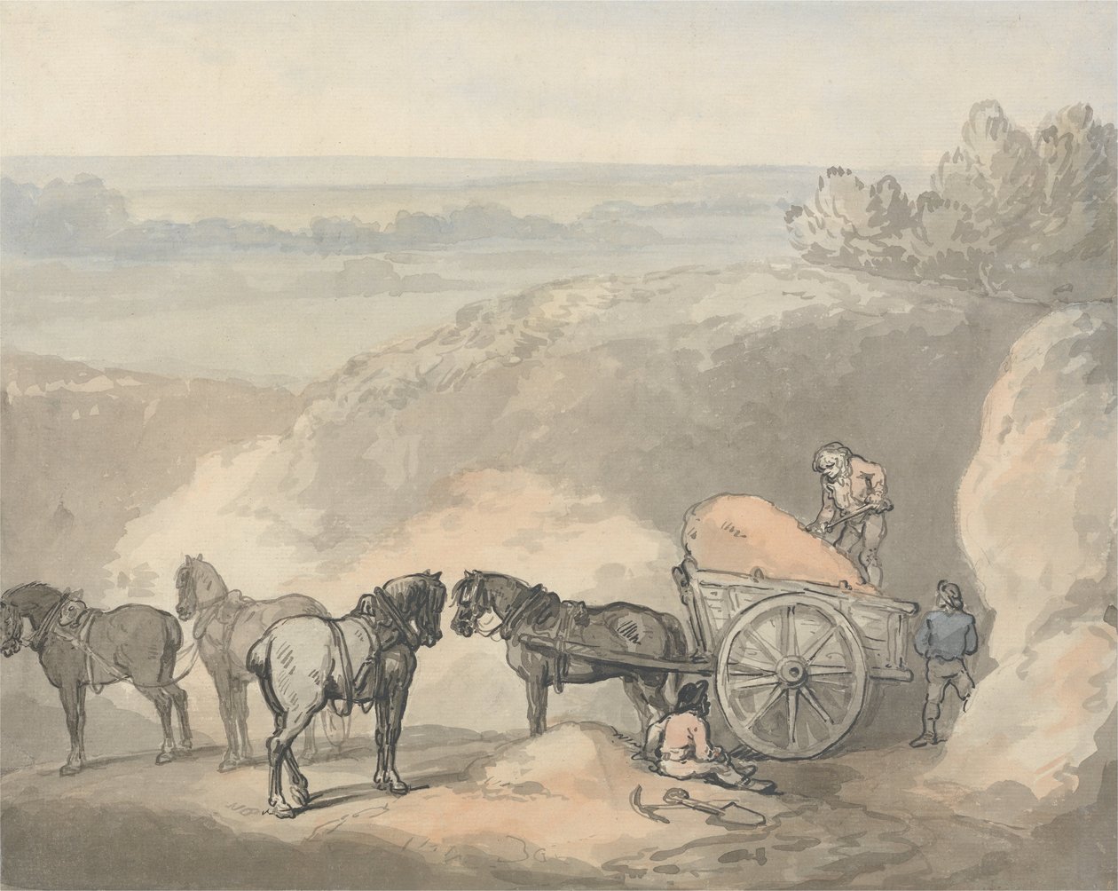 Hester og en vogn ved en sandkasse av Thomas Rowlandson