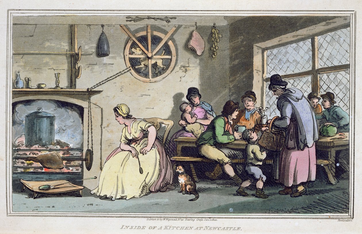Inside of a Kitchen at Newcastle, utgitt 1800 av Thomas Rowlandson