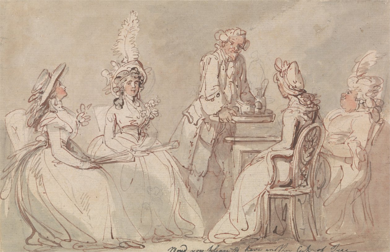 Damer på Tea av Thomas Rowlandson