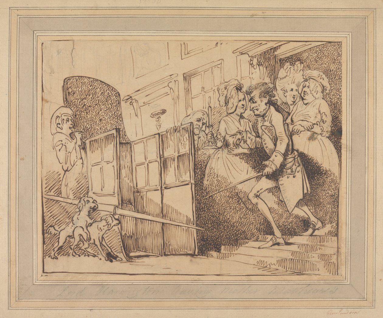 Lord Harrington forlater mor Matthews av Thomas Rowlandson