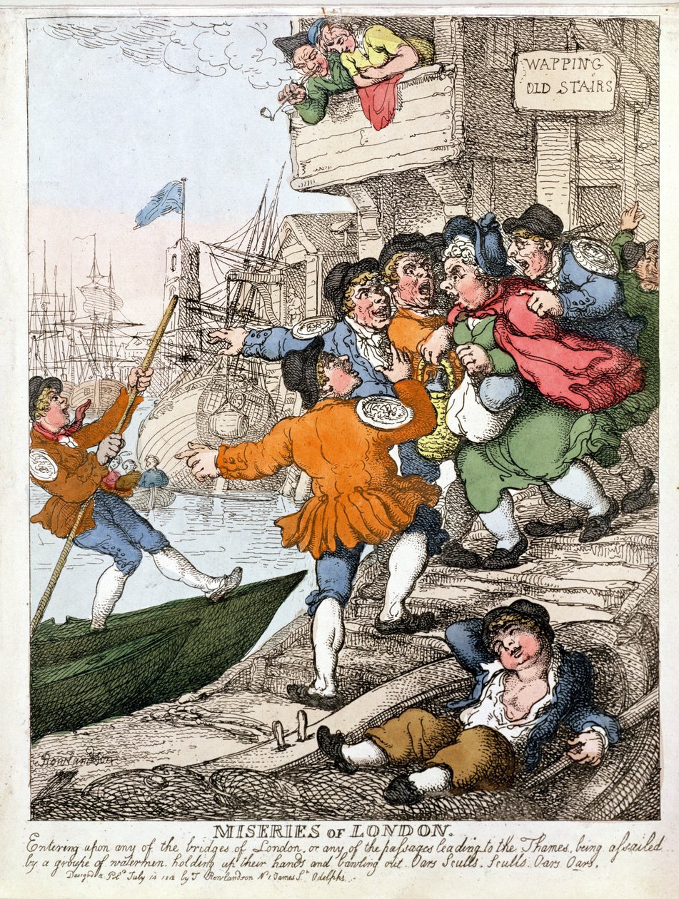 Miseries of London - Themsen ved Wapping av Thomas Rowlandson