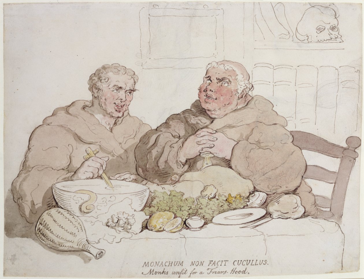 Monks Unfit for a Friars Hood (penn og blekk og wc på papir) av Thomas Rowlandson