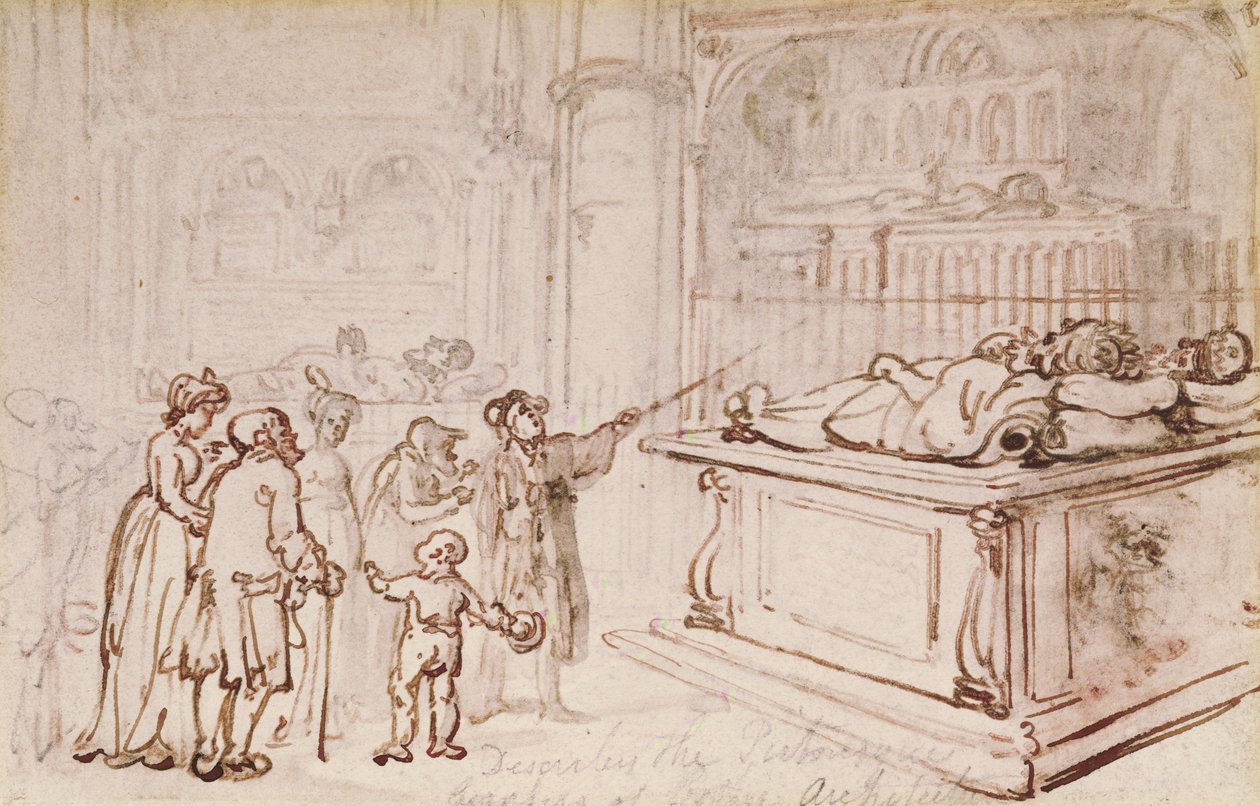 Monumenter i Westminster Abbey (sepia blekk og blyant) av Thomas Rowlandson