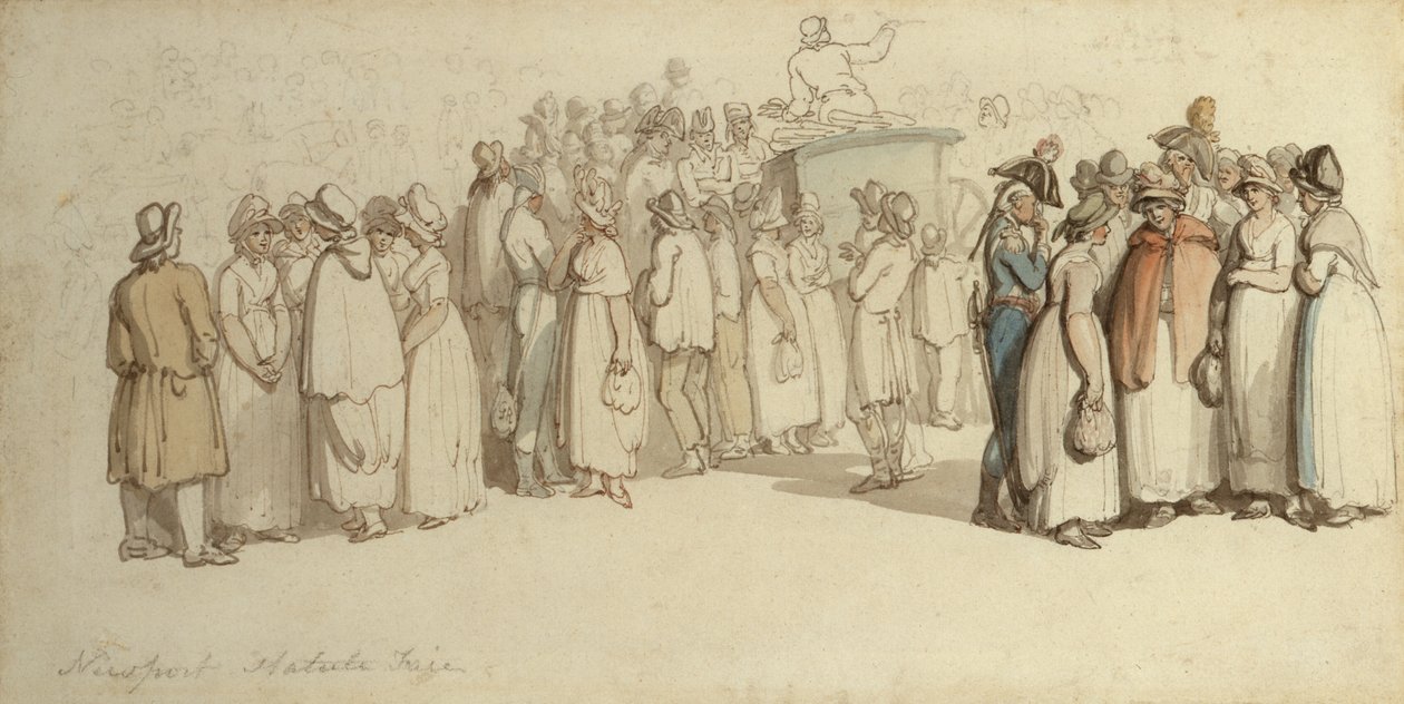 Newport Statute Fair (blyant, penn og blekk og wc på papir) av Thomas Rowlandson
