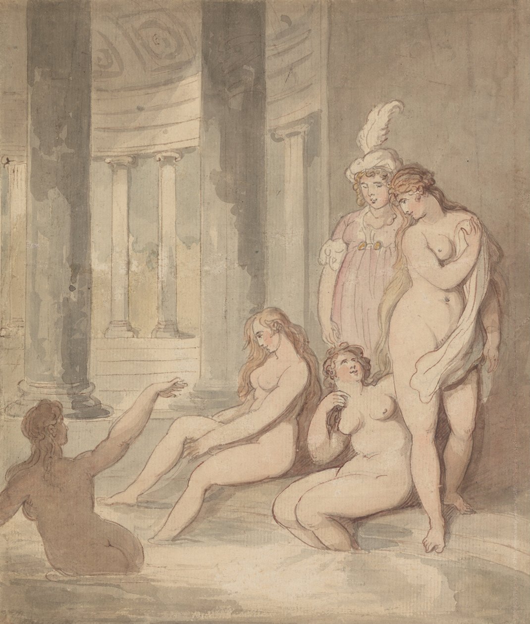 Nymfer ved et romersk bad av Thomas Rowlandson
