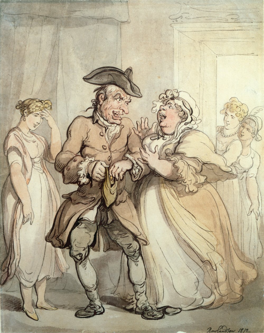 Pleasure First, Pay Later, 1812 (penn, wc og blyant på papir) av Thomas Rowlandson