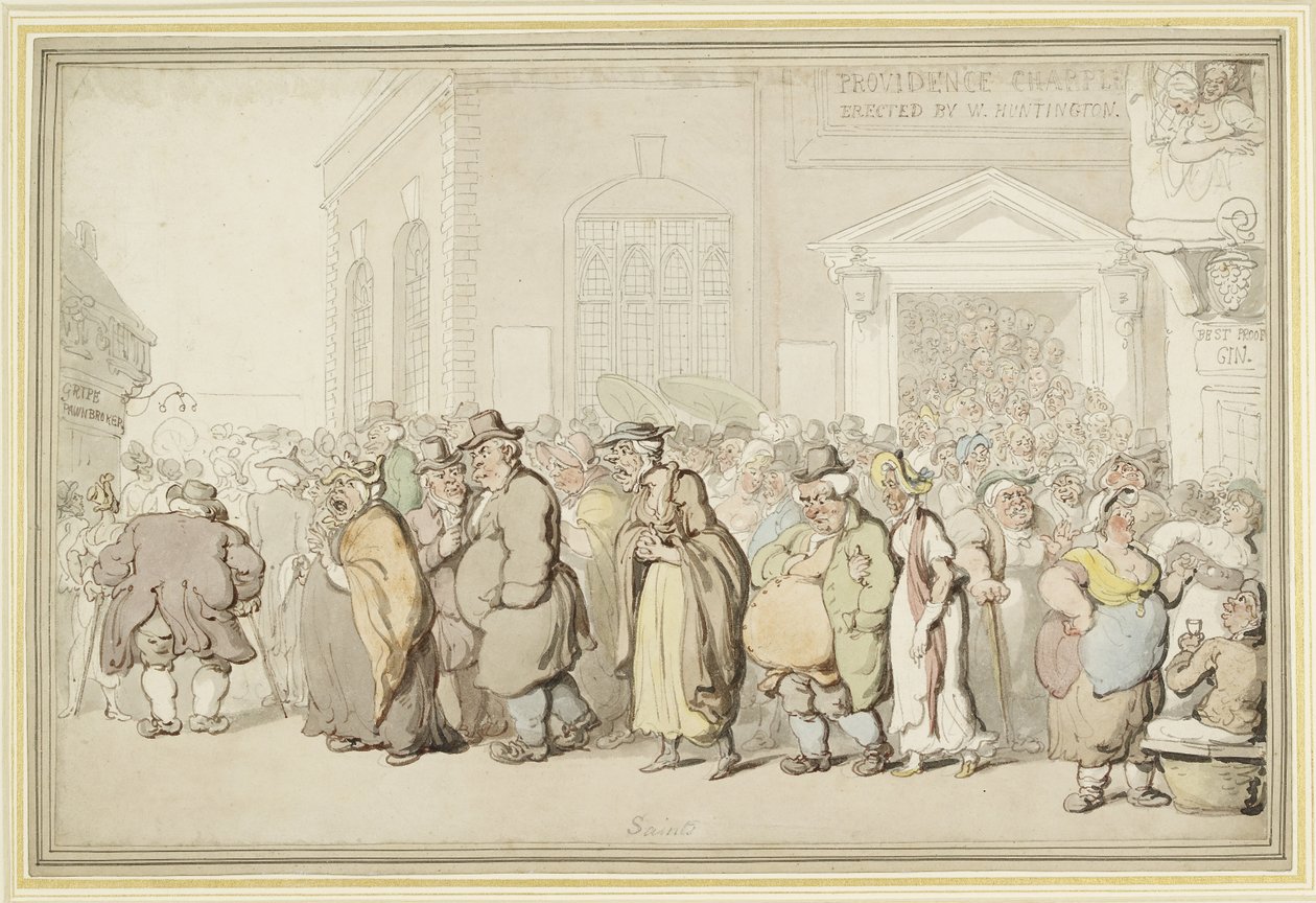 Providence Chapel (penn og svart og brunt blekk og akvarell, over svake indikasjoner i grafitt) av Thomas Rowlandson